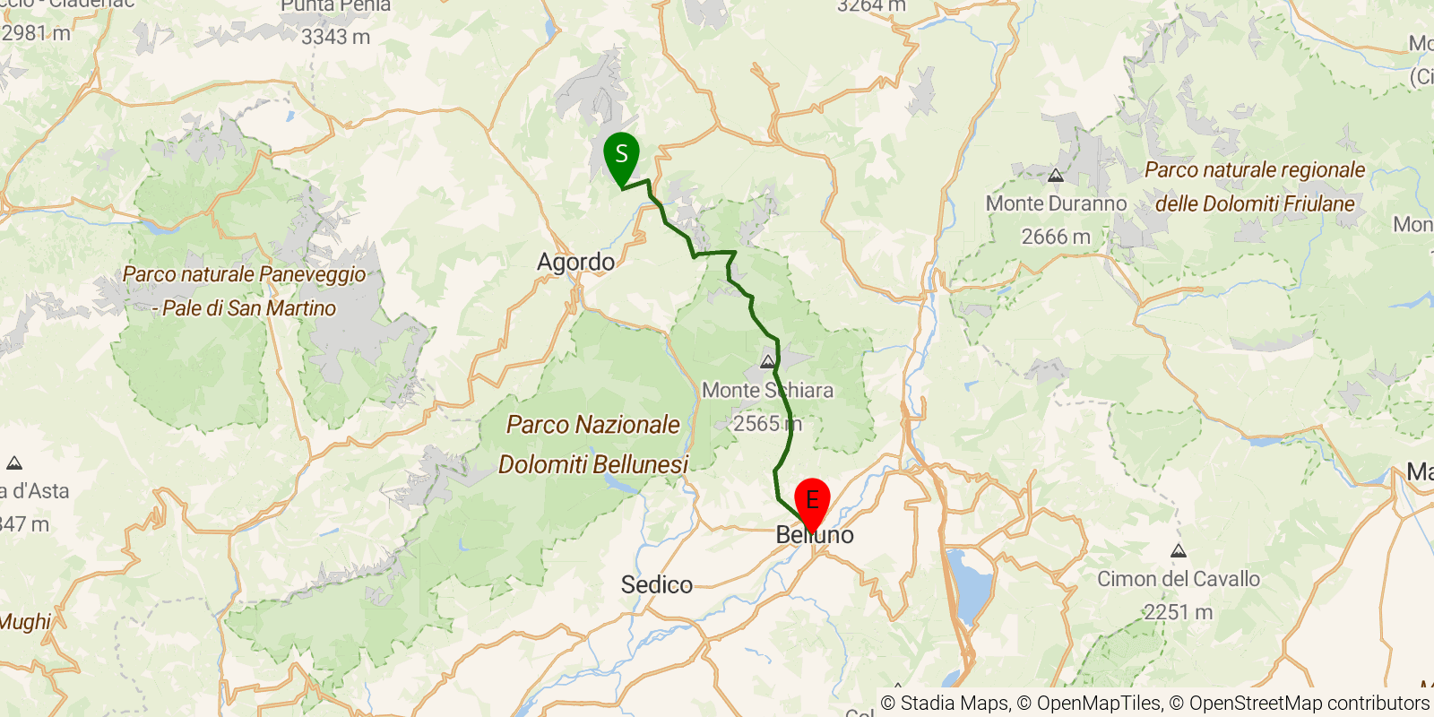 Route map of the Alta Via 1 — Stages 9–11: Rifugio Carestiato to La Pissa on OpenStreetMap terrain