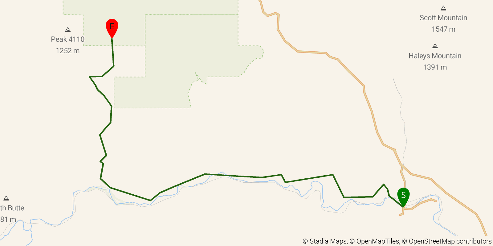Route map of the Arizona Trail — Passage 16: Gila River Canyons on OpenStreetMap terrain
