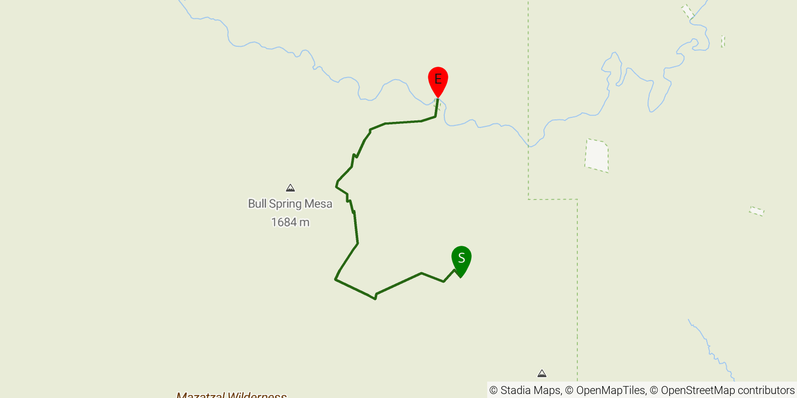 Route map of the Arizona Trail — Passage 24: Red Hills on OpenStreetMap terrain