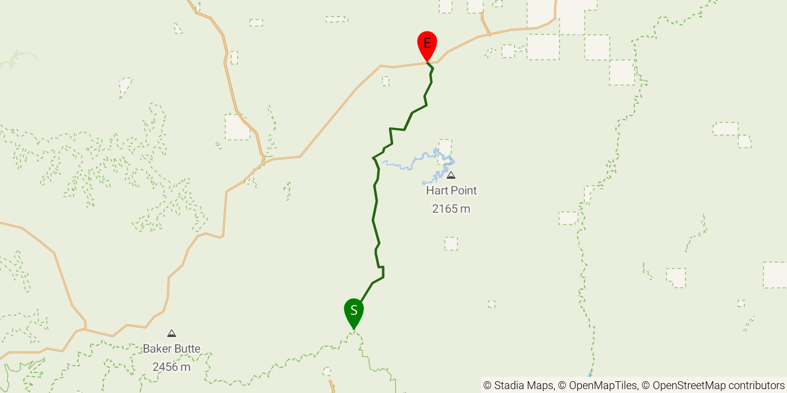 Route map of the Arizona Trail — Passage 27: Blue Ridge on OpenStreetMap terrain