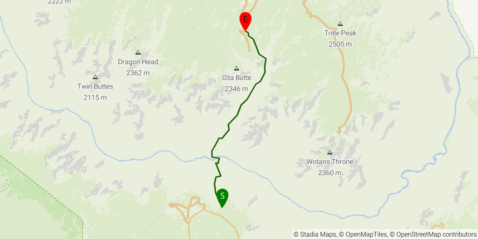 Route map of the Arizona Trail — Passage 38: Grand Canyon - Inner Gorge on OpenStreetMap terrain