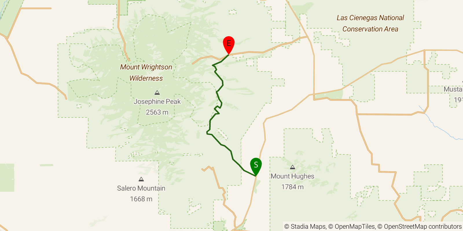 Route map of the Arizona Trail — Passage 4: Casa Blanca Canyons on OpenStreetMap terrain
