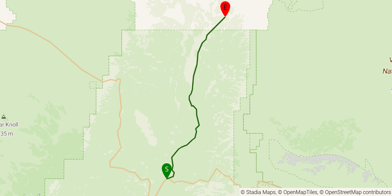 Route map of the Arizona Trail — Passage 42: Kaibab Plateau North on OpenStreetMap terrain