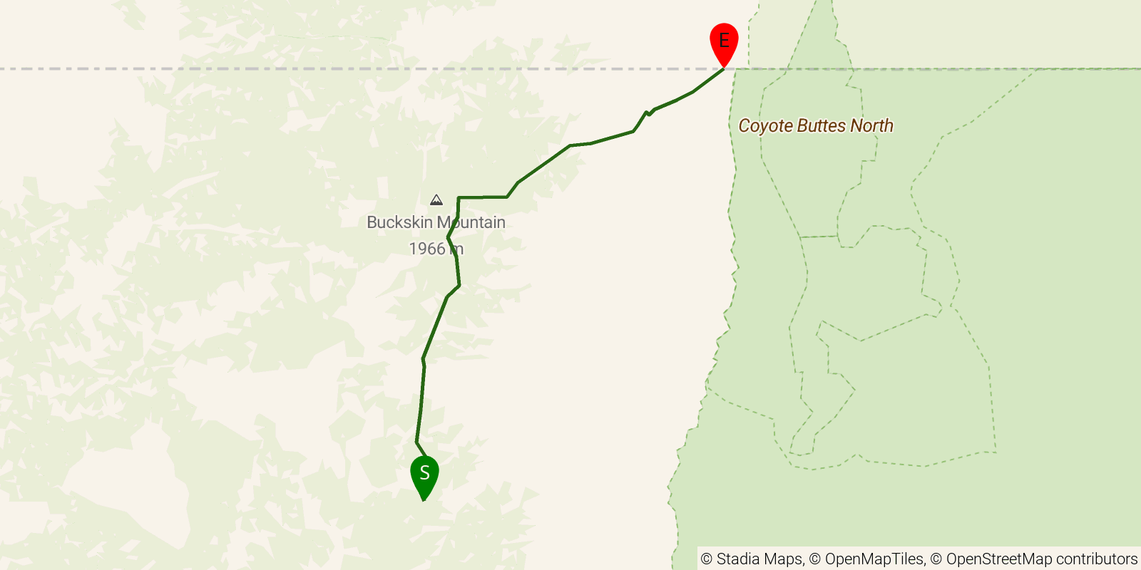 Route map of the Arizona Trail — Passage 43: Buckskin Mountain on OpenStreetMap terrain