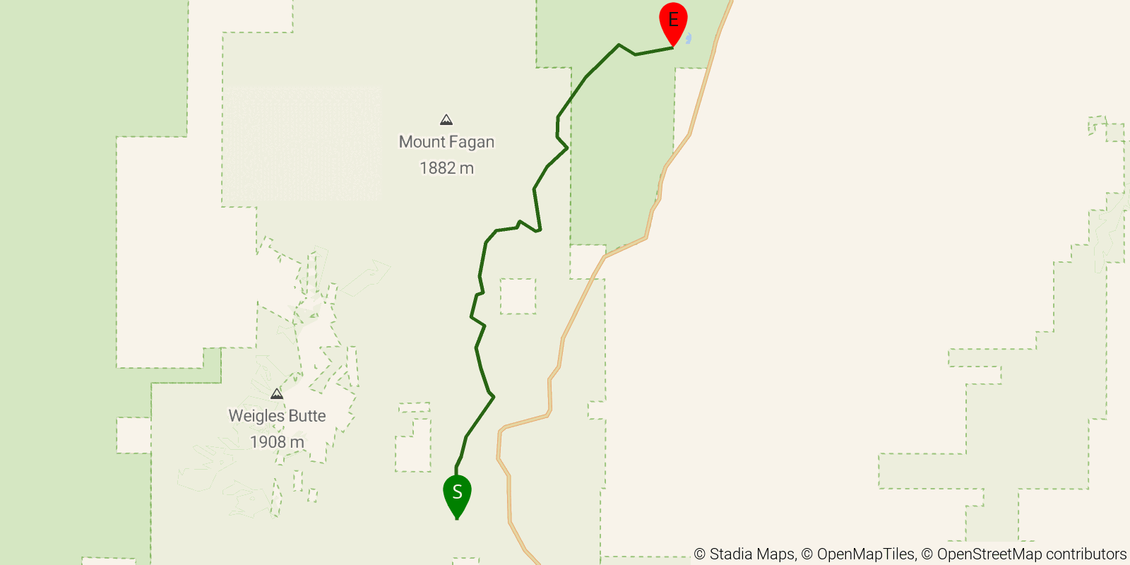 Route map of the Arizona Trail — Passage 6: Las Colinas on OpenStreetMap terrain