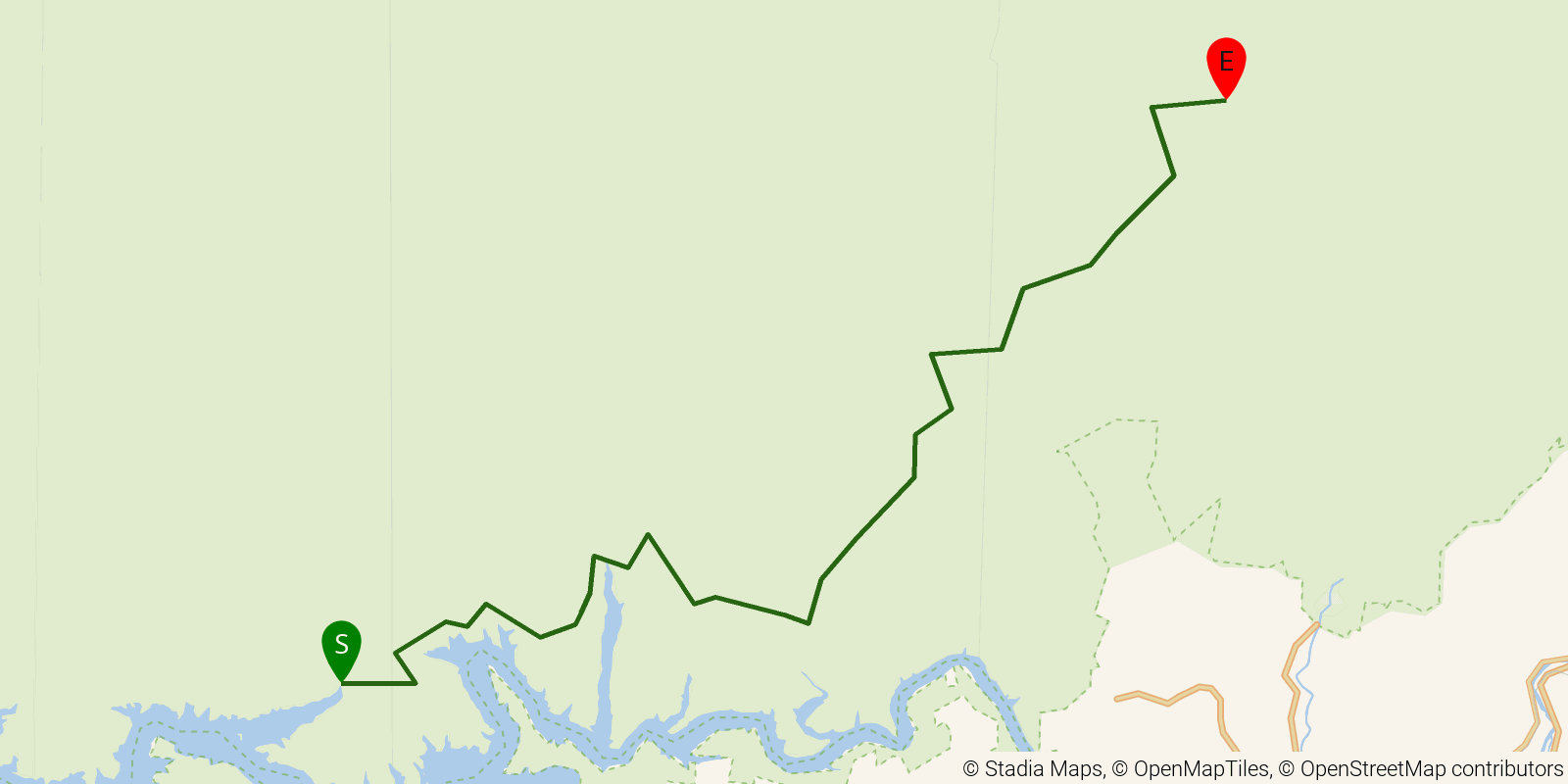 Route map of the Benton MacKaye Trail — Section 22: Backcountry Campsite 98 to Noland Divide Trail junction on OpenStreetMap terrain