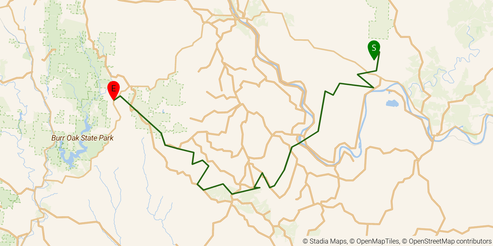 Route map of the Buckeye Trail (Stockport) on OpenStreetMap terrain