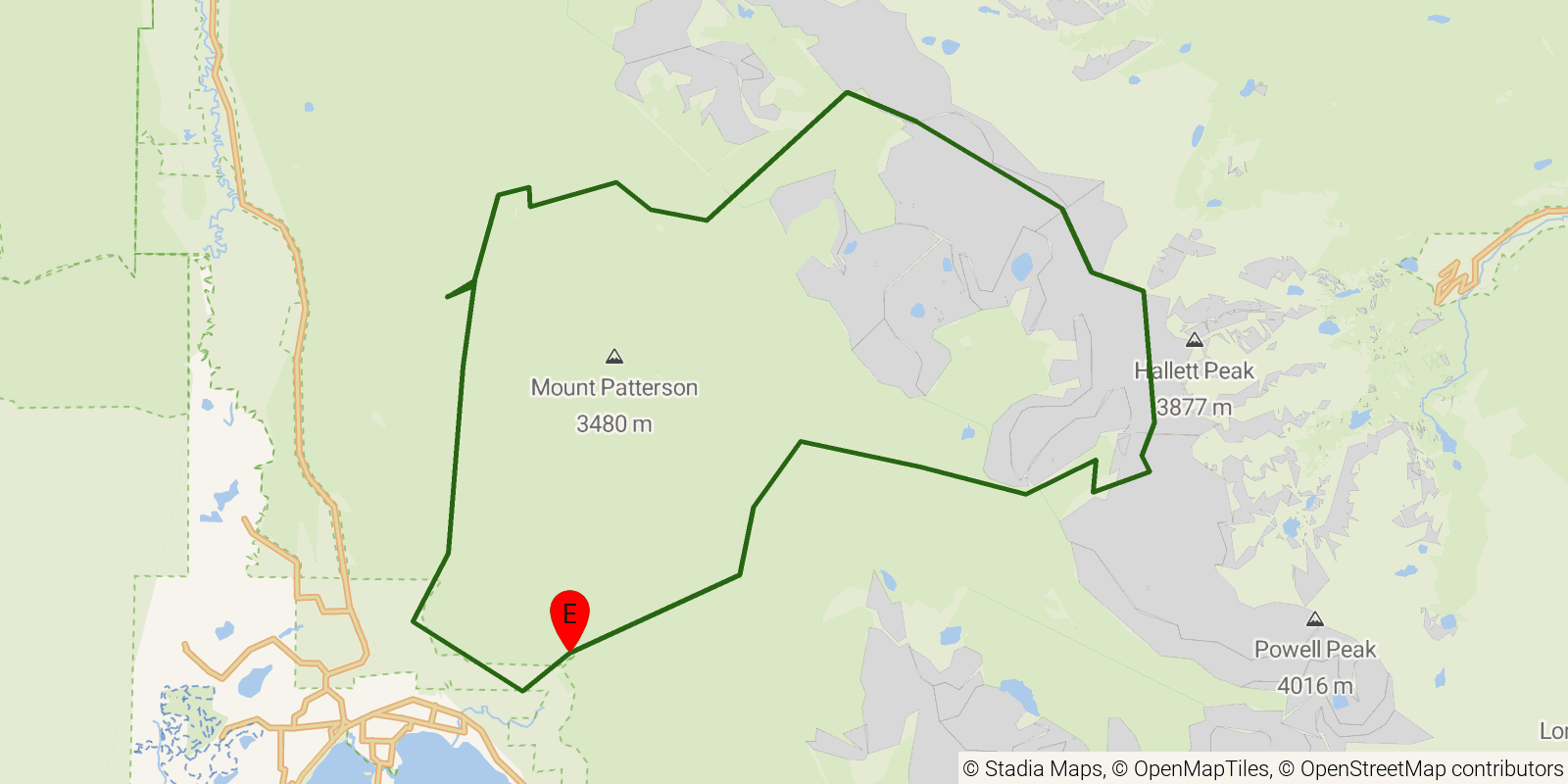 Route map of the North Inlet–Tonahutu Loop (CDT, Rocky Mountain NP) on OpenStreetMap terrain
