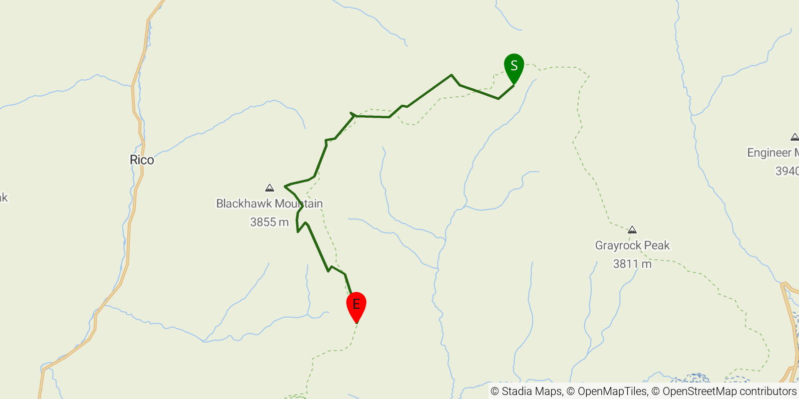 Route map of the Colorado Trail — Segment 26: Bolam Pass Road to Hotel Draw Road on OpenStreetMap terrain