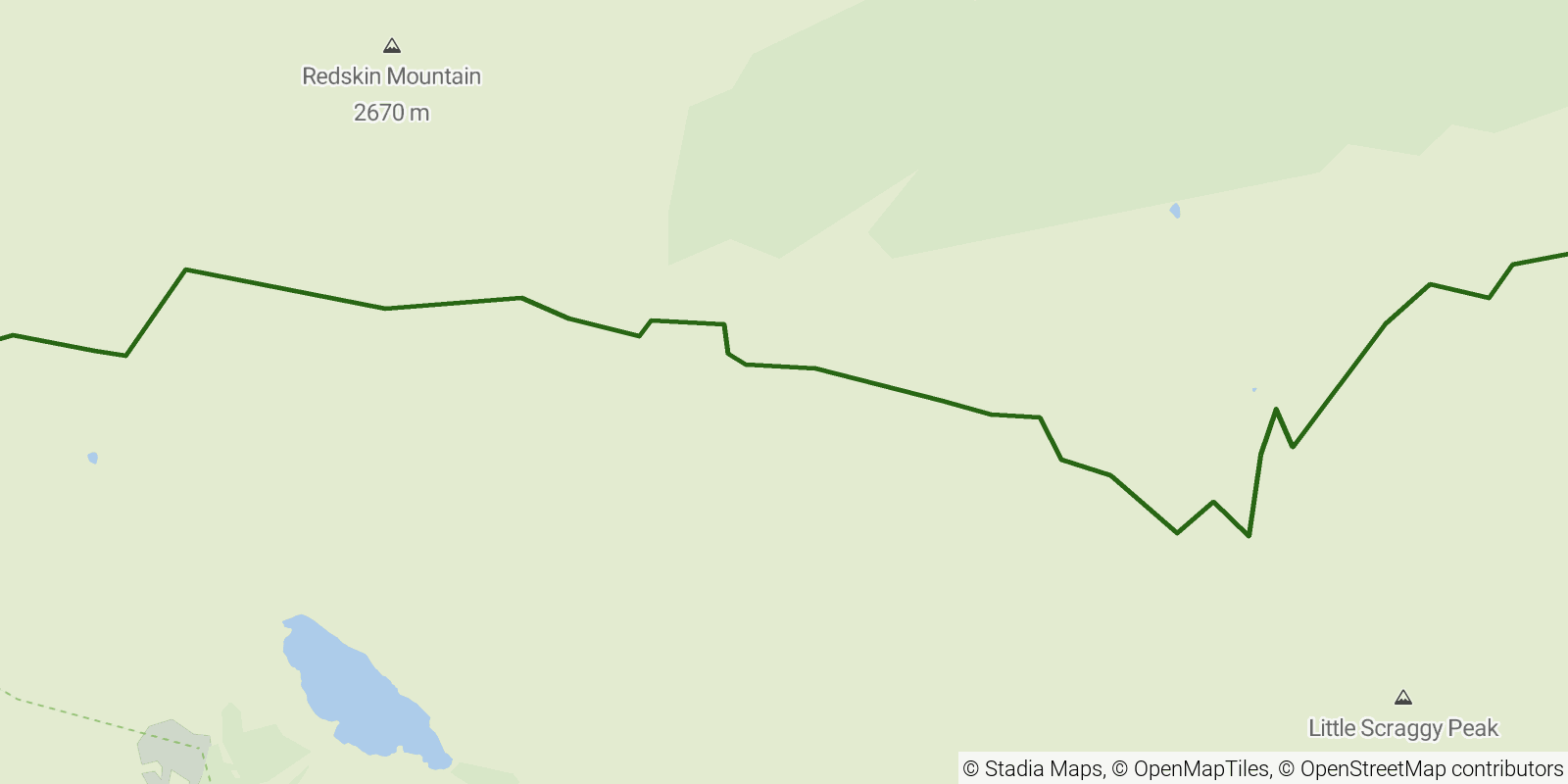 Route map of the Colorado Trail — Segment 3: Little Scraggy to Rolling Creek (FS-560) on OpenStreetMap terrain