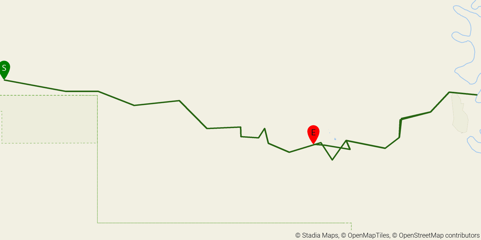 Route map of the Coyote Gulch on OpenStreetMap terrain