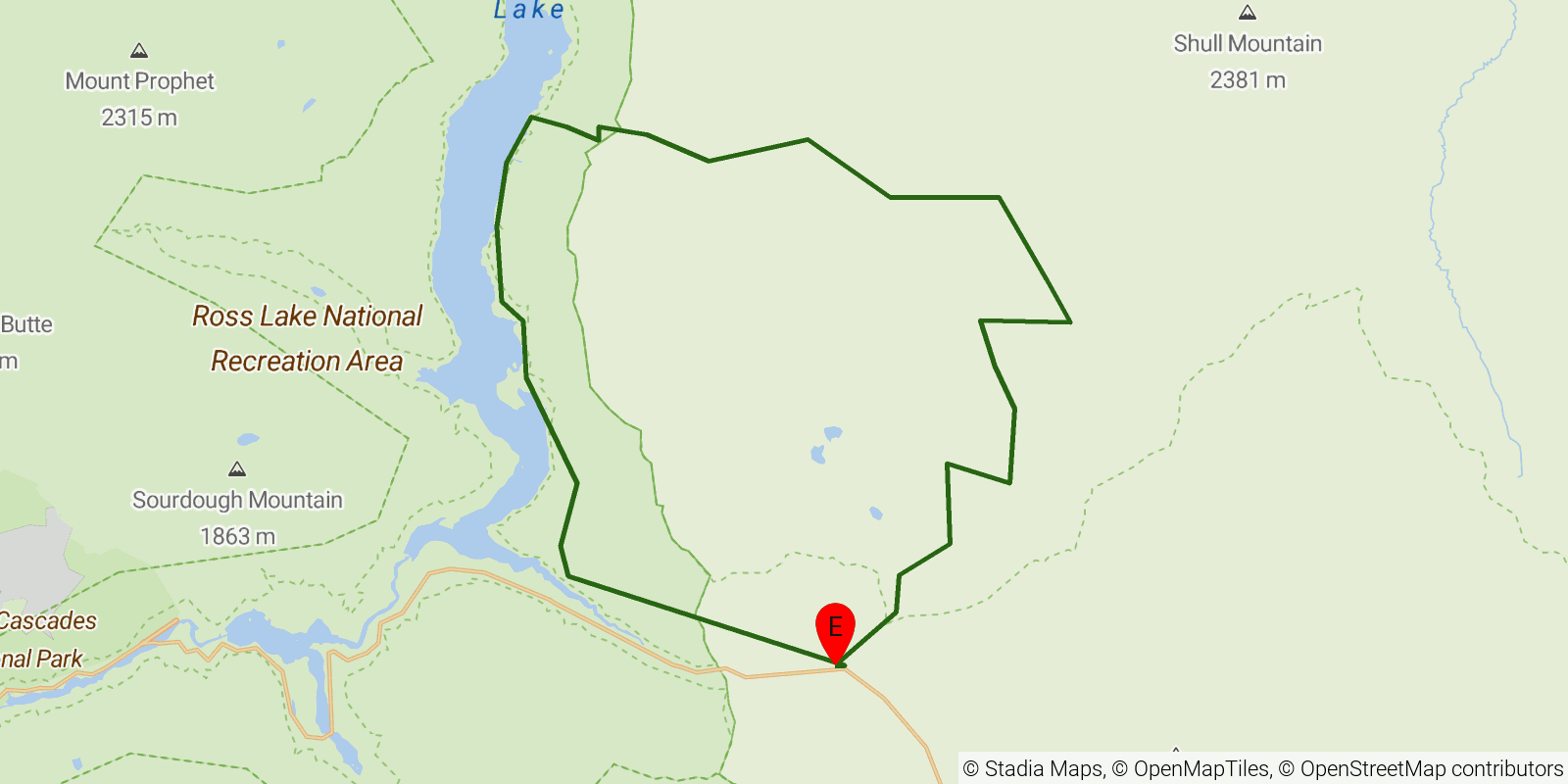 Route map of the Devils Dome Loop on OpenStreetMap terrain