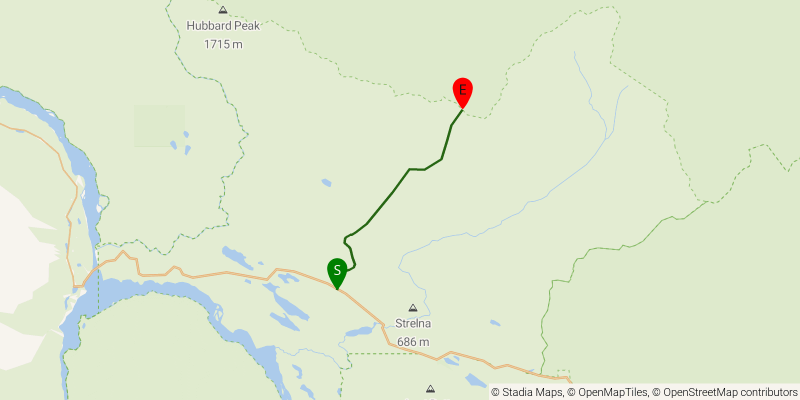 Route map of the Dixie Pass on OpenStreetMap terrain