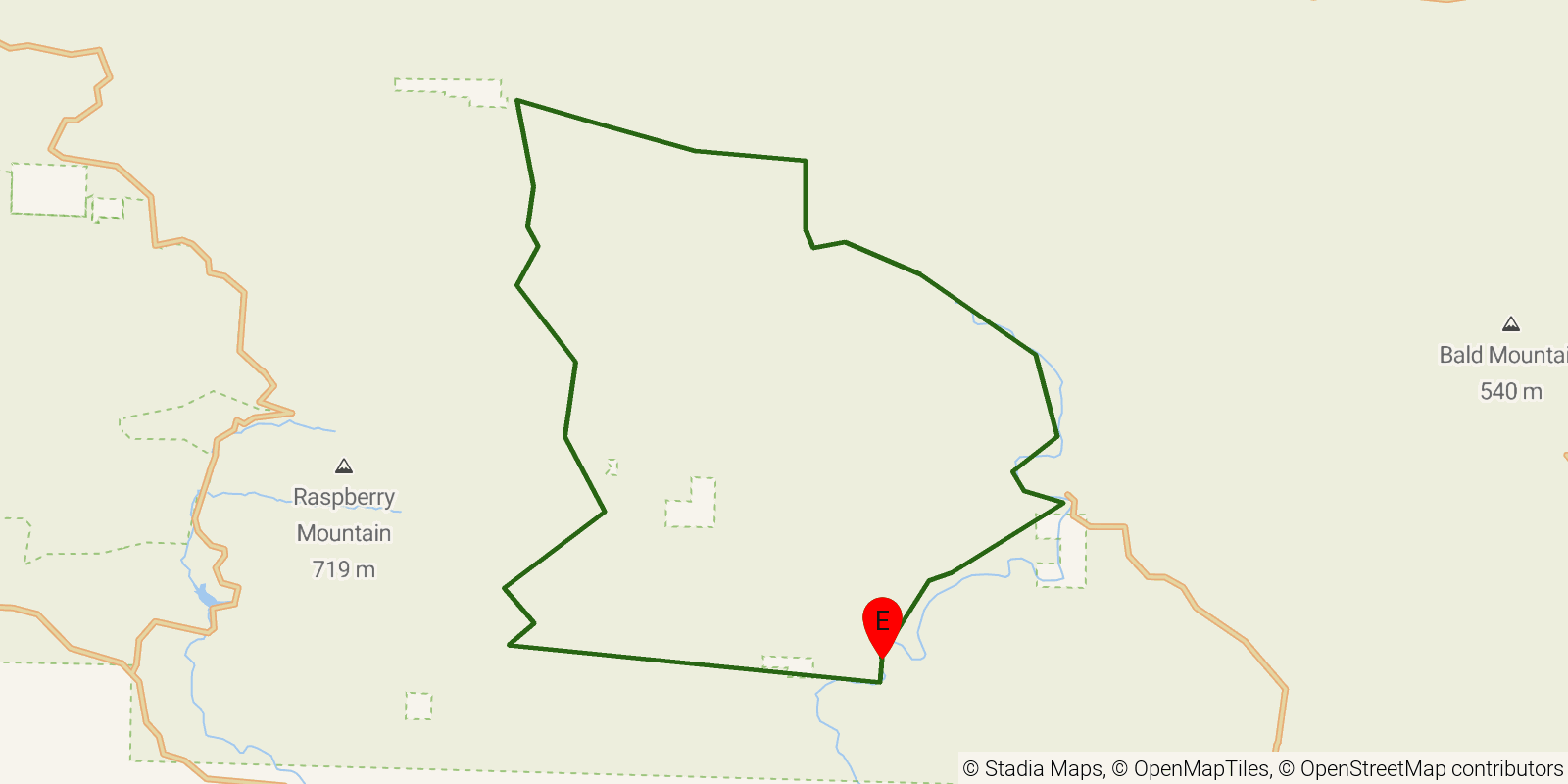 Route map of the Eagle Rock Loop on OpenStreetMap terrain