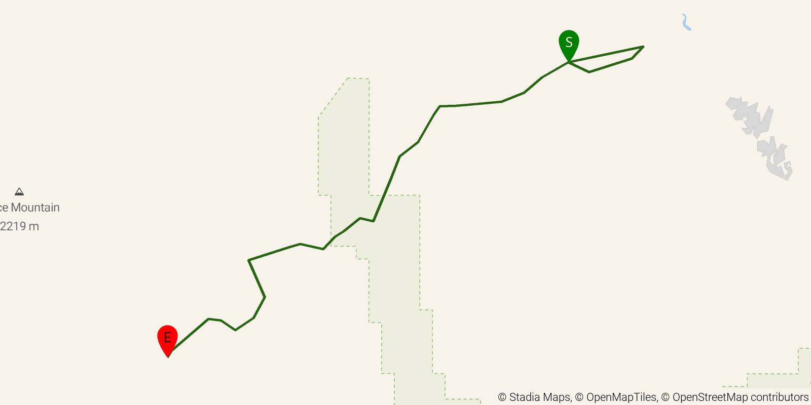 Route map of the Grand Enchantment Trail — Segment 13 on OpenStreetMap terrain