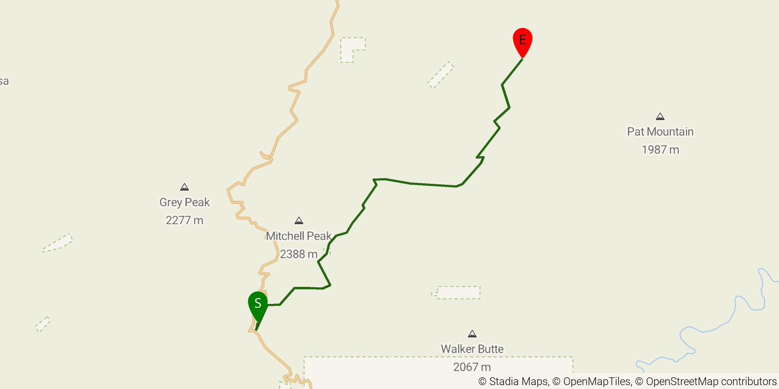 Route map of the Grand Enchantment Trail — Segment 15 on OpenStreetMap terrain
