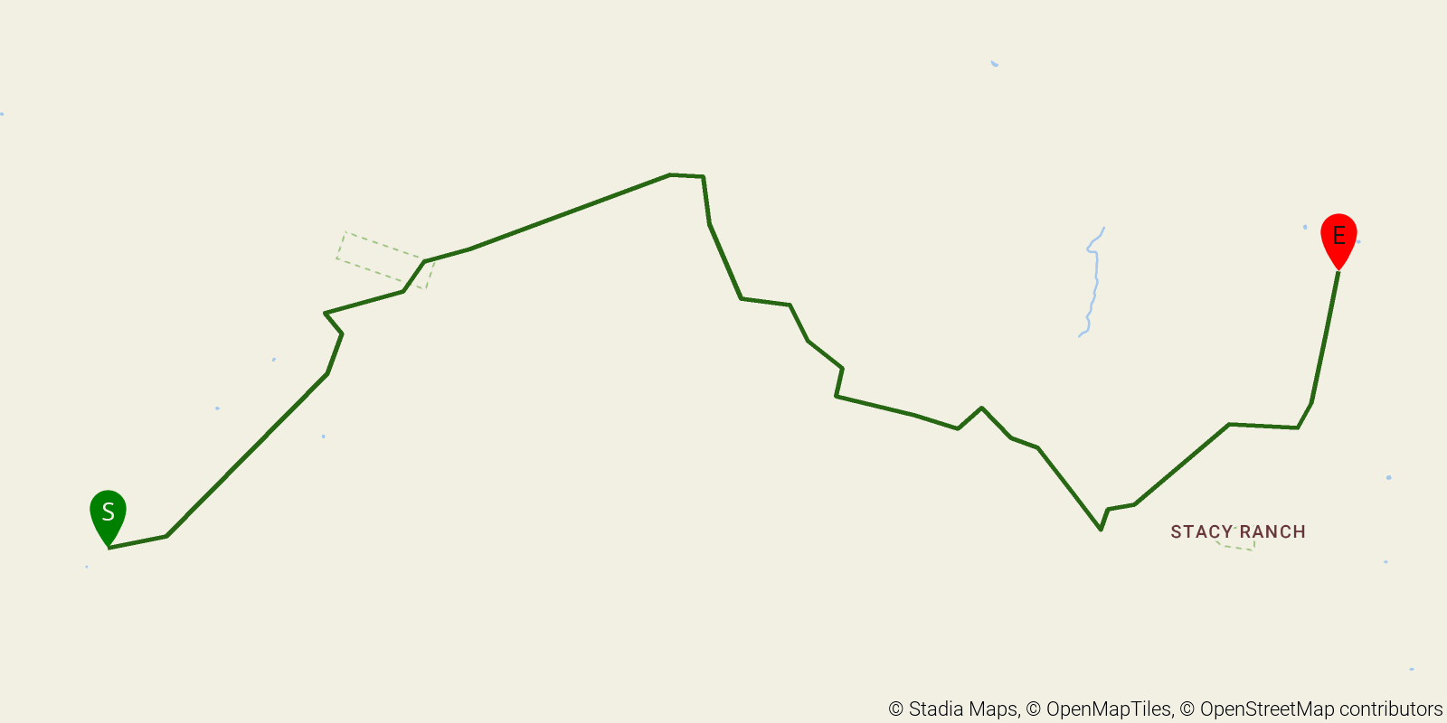 Route map of the Grand Enchantment Trail — Segment 16 on OpenStreetMap terrain