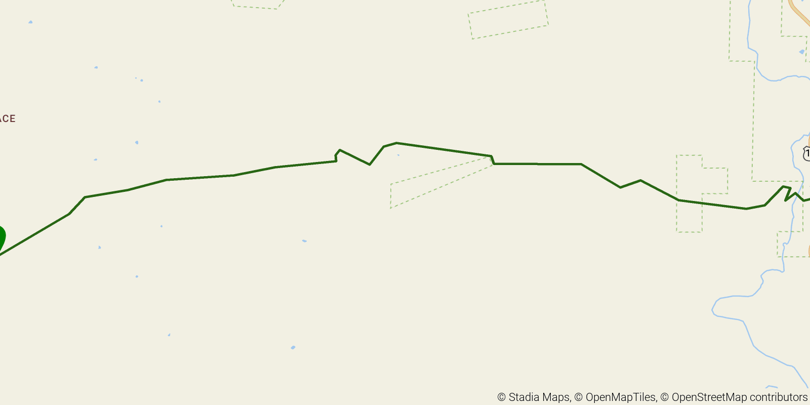 Route map of the Grand Enchantment Trail — Segment 18 on OpenStreetMap terrain