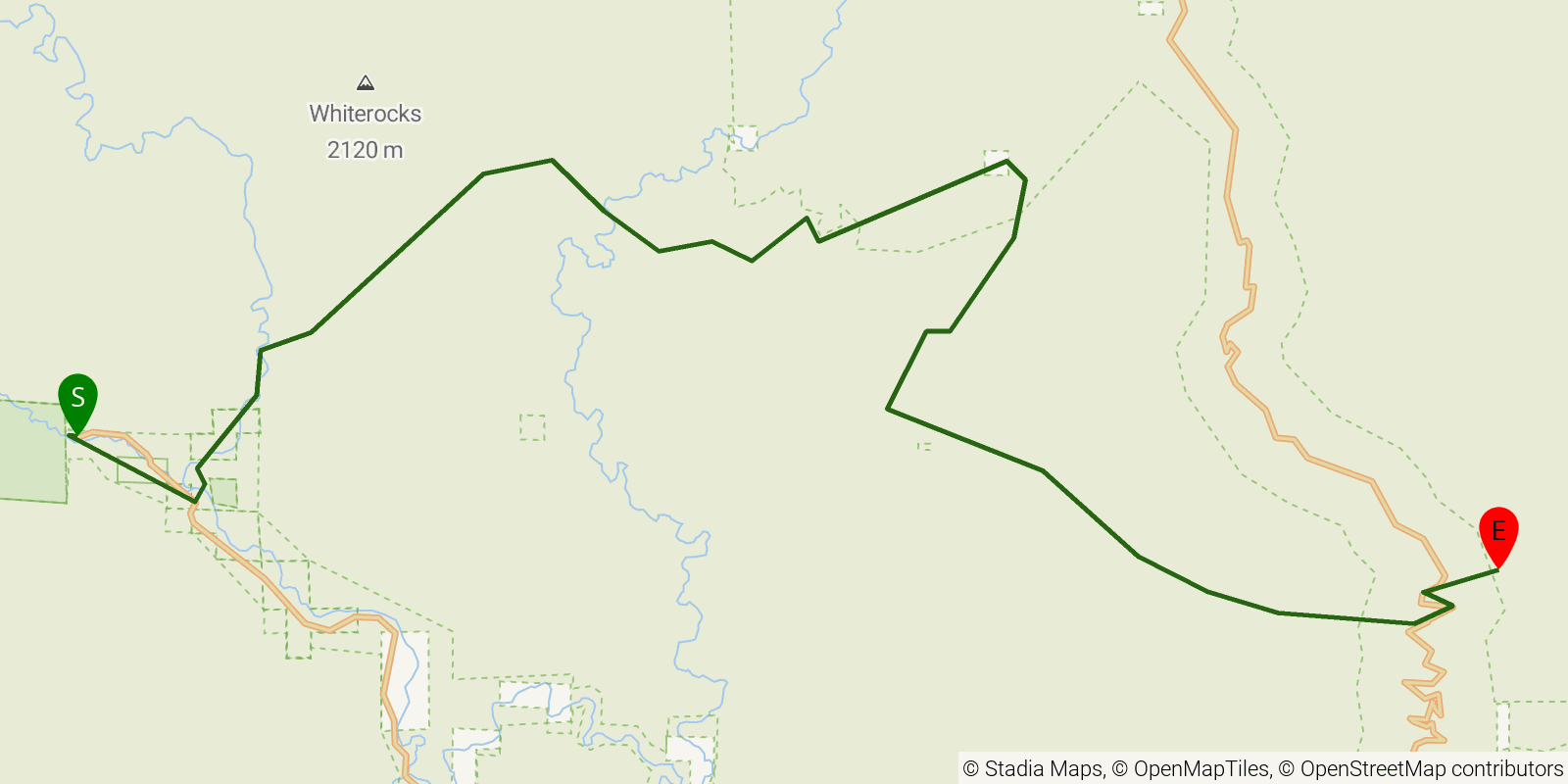 Route map of the Grand Enchantment Trail — Segment 22 on OpenStreetMap terrain