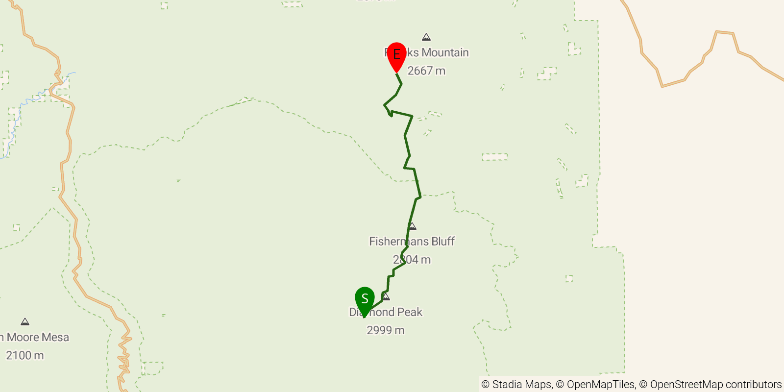Route map of the Grand Enchantment Trail — Segment 24 on OpenStreetMap terrain