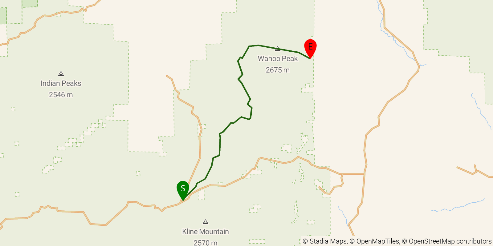 Route map of the Grand Enchantment Trail — Segment 26: Dolan Peak on OpenStreetMap terrain