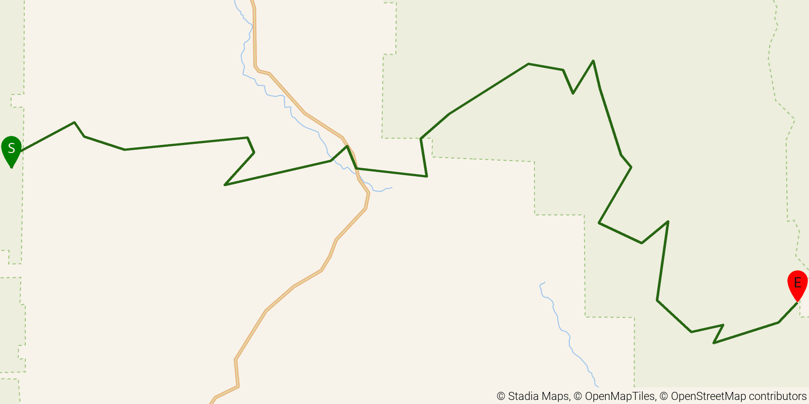 Route map of the Grand Enchantment Trail — Segment 27: Monticello Box on OpenStreetMap terrain