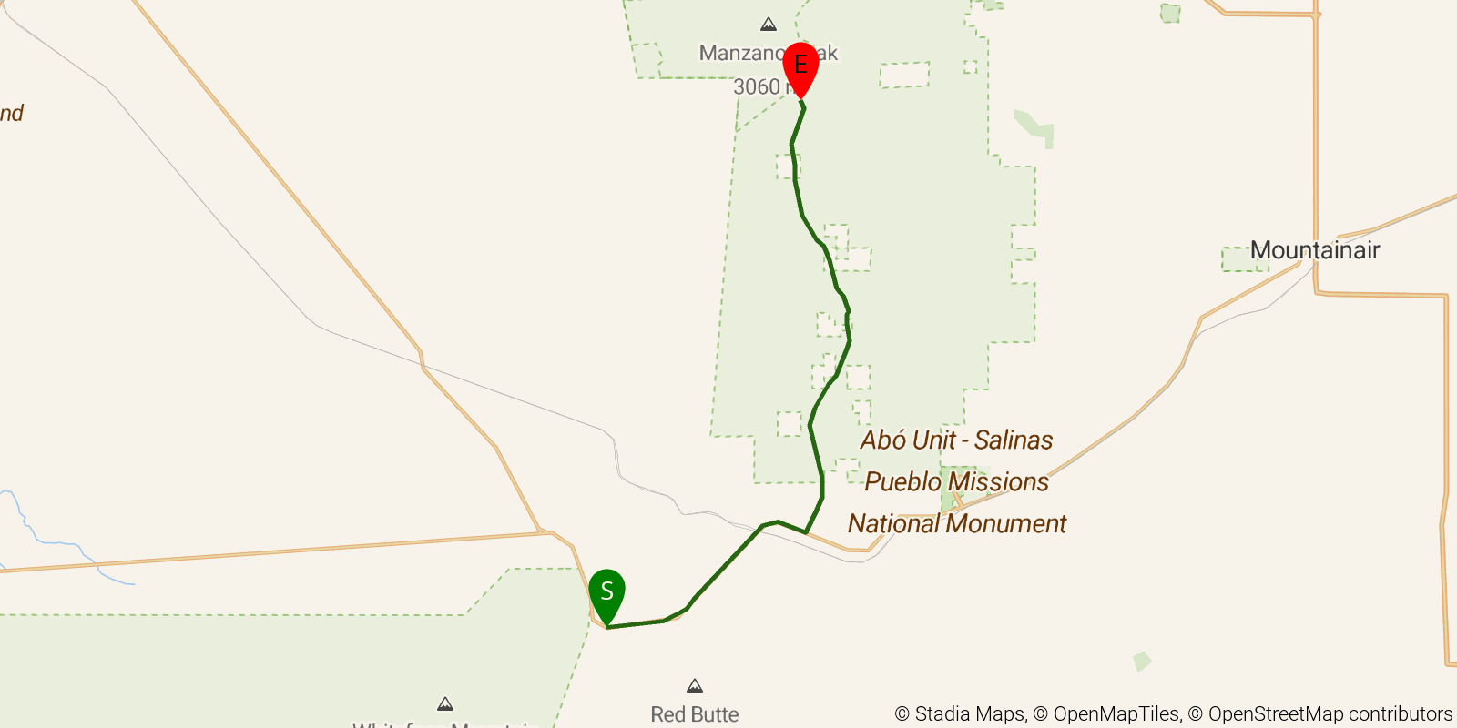 Route map of the Grand Enchantment Trail — Segment 34 on OpenStreetMap terrain