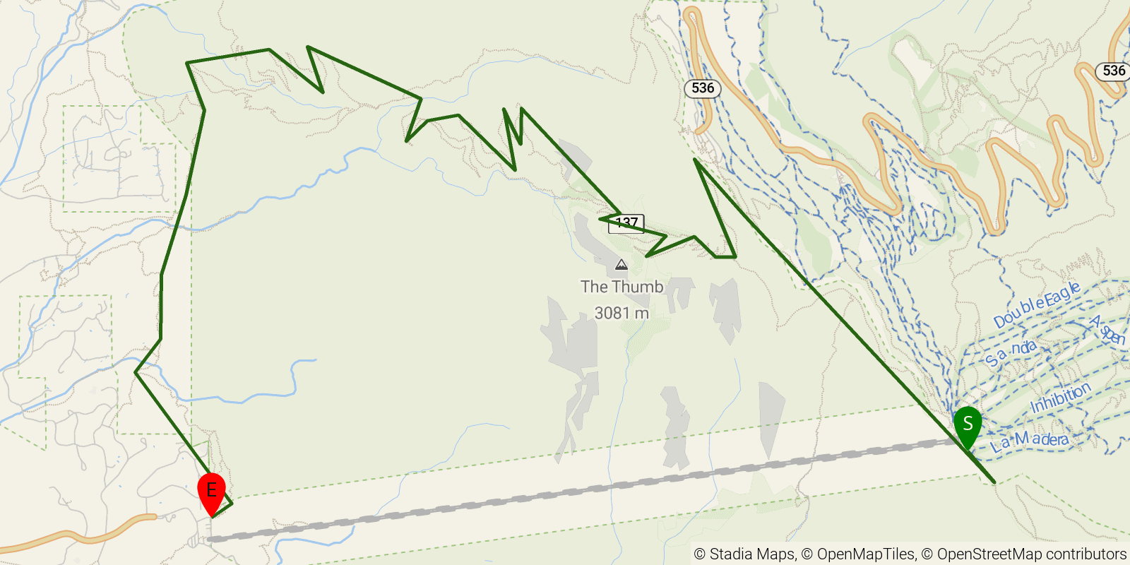 Route map of the Grand Enchantment Trail — Segment 39 on OpenStreetMap terrain