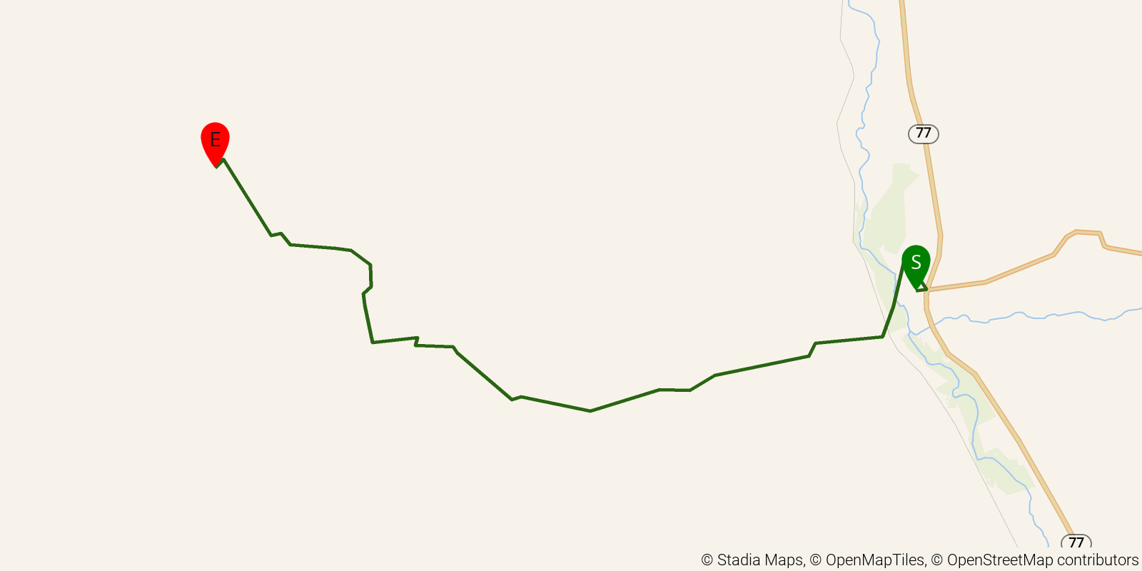 Route map of the Grand Enchantment Trail — Segment 5 on OpenStreetMap terrain