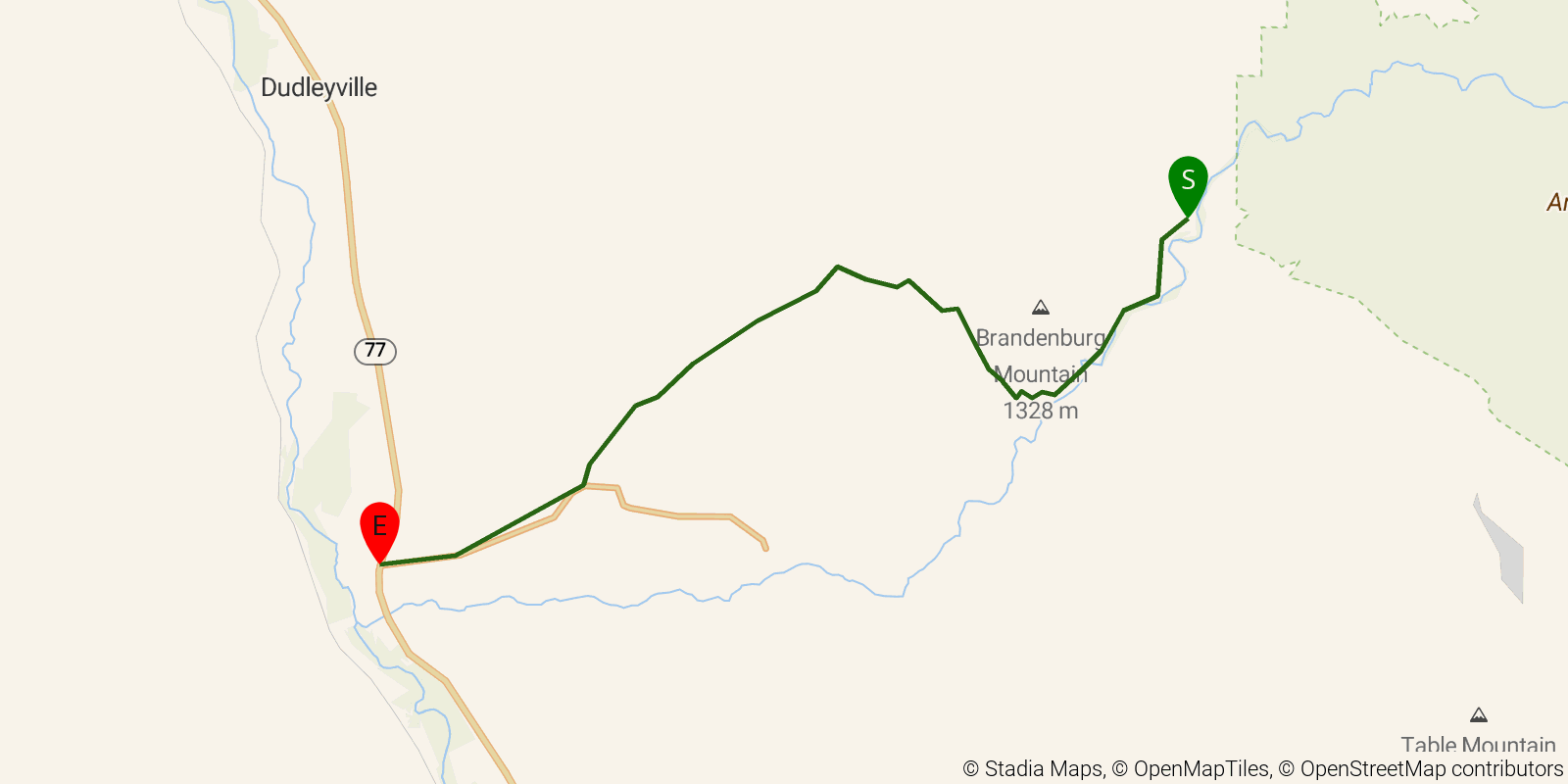 Route map of the Grand Enchantment Trail — Segment 6 on OpenStreetMap terrain