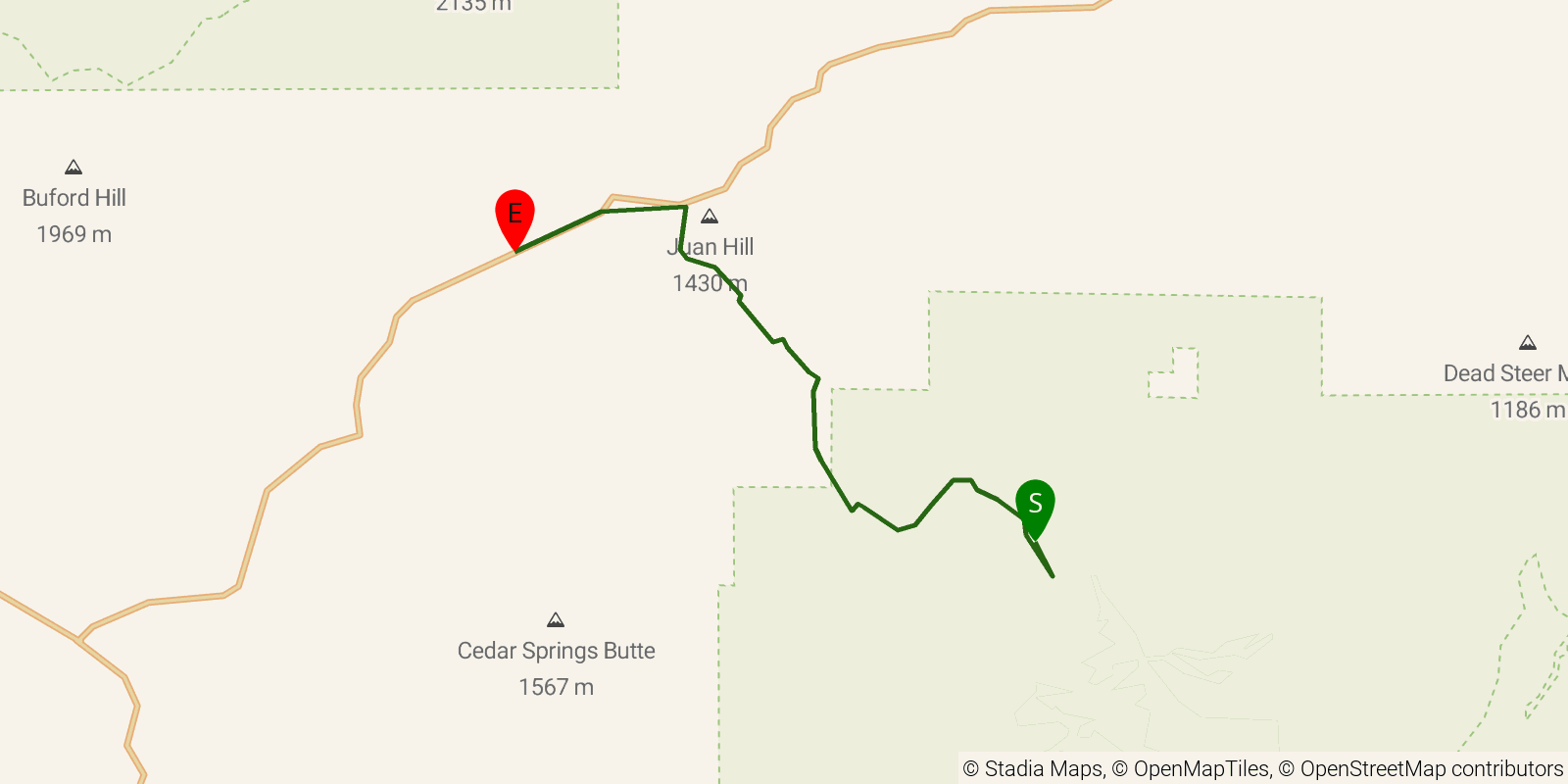 Route map of the Grand Enchantment Trail — Segment 9 on OpenStreetMap terrain