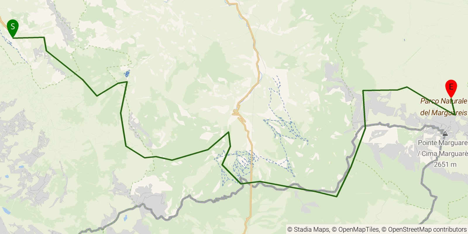 Route map of the Grande Traversata delle Alpi — Stages 66–68: Trinità di Entracque to Rifugio Garelli on OpenStreetMap terrain