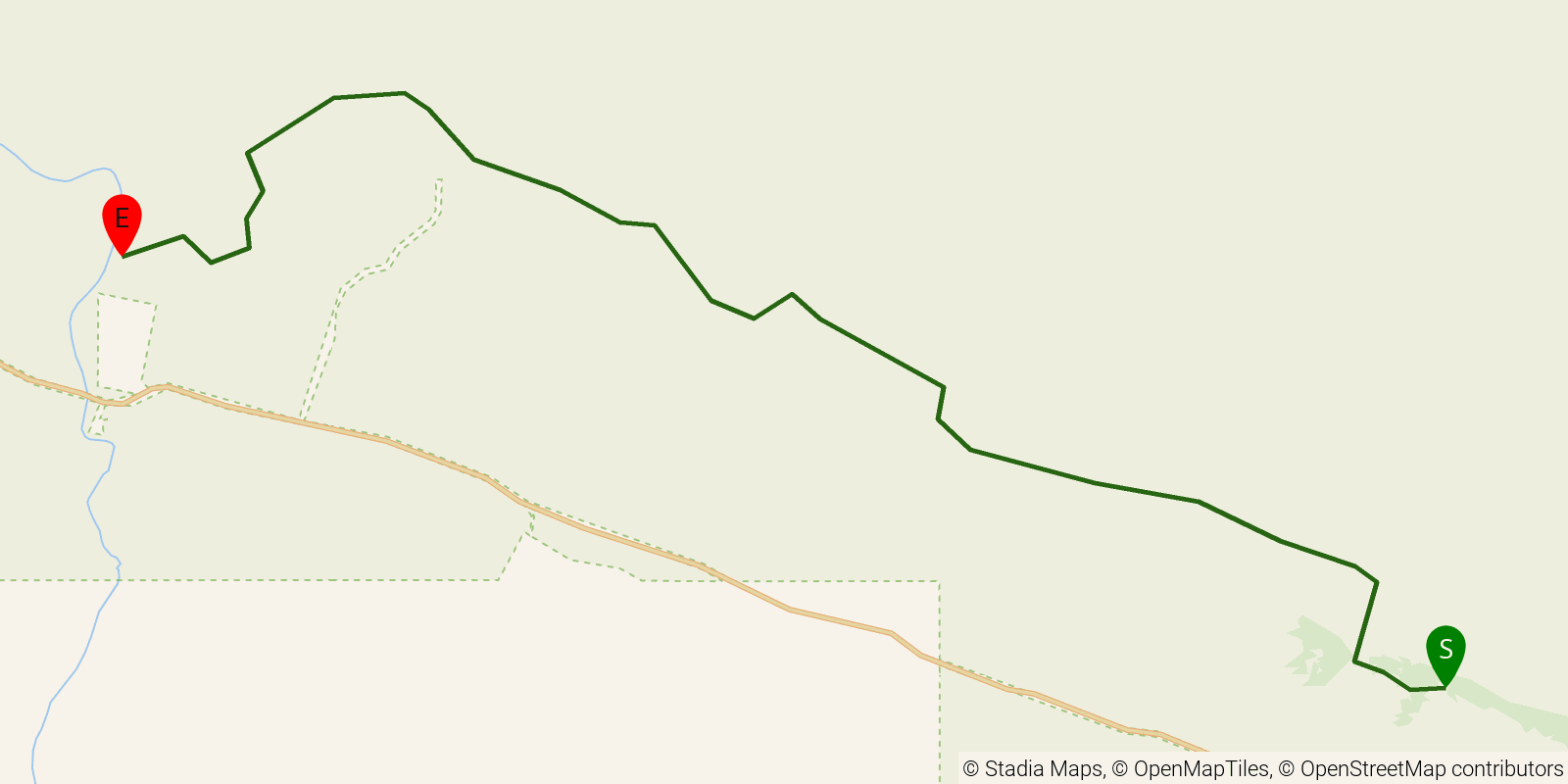 Route map of the Larapinta Trail — Sections 9–10: Serpentine Chalet Dam to Finke River on OpenStreetMap terrain