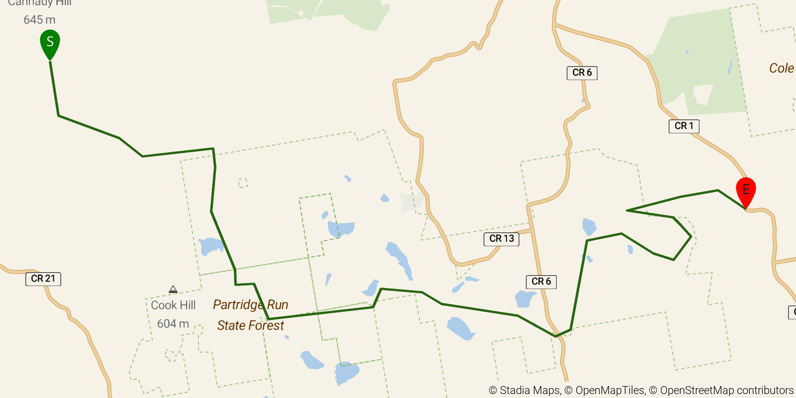 Route map of the Long Path — Section 33: Albany County line (Lawton Hollow Road) to Switz Kill on OpenStreetMap terrain