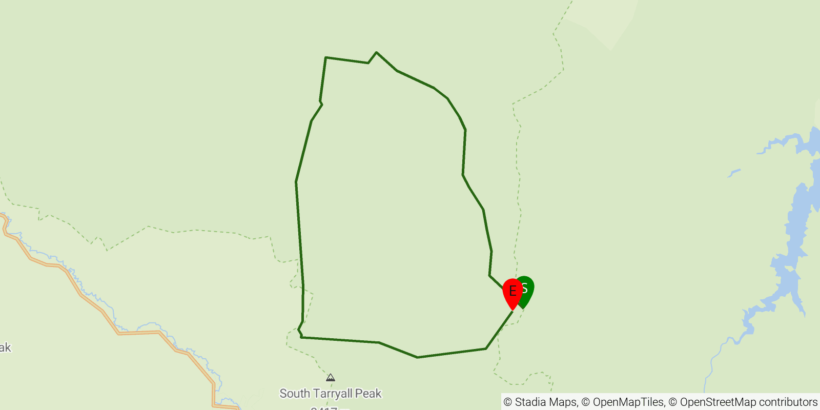 Route map of the Lost Creek Wilderness Loop on OpenStreetMap terrain