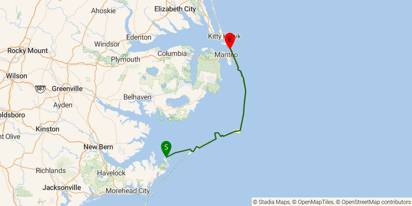 Route map of the Mountains-to-Sea Trail — Segment 18 on OpenStreetMap terrain