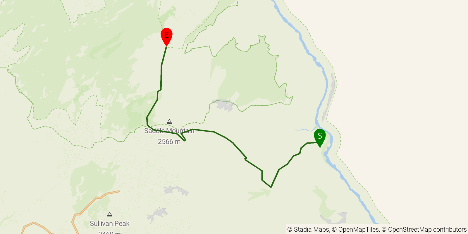 Route map of the Nankoweap Trail on OpenStreetMap terrain