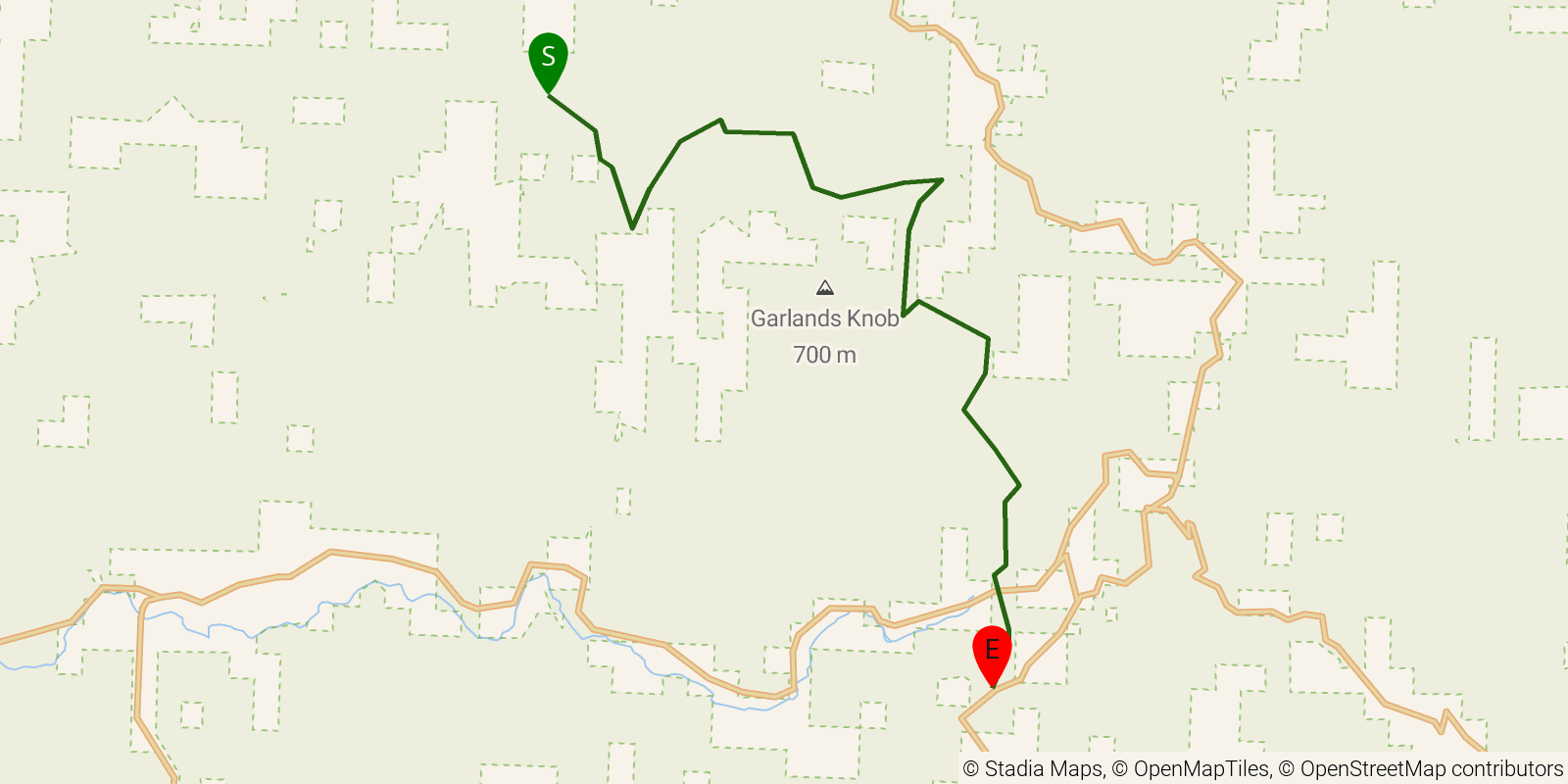 Route map of the Ozark Highlands Trail — Section 5: Arbaugh Road to Ozone Campground on OpenStreetMap terrain
