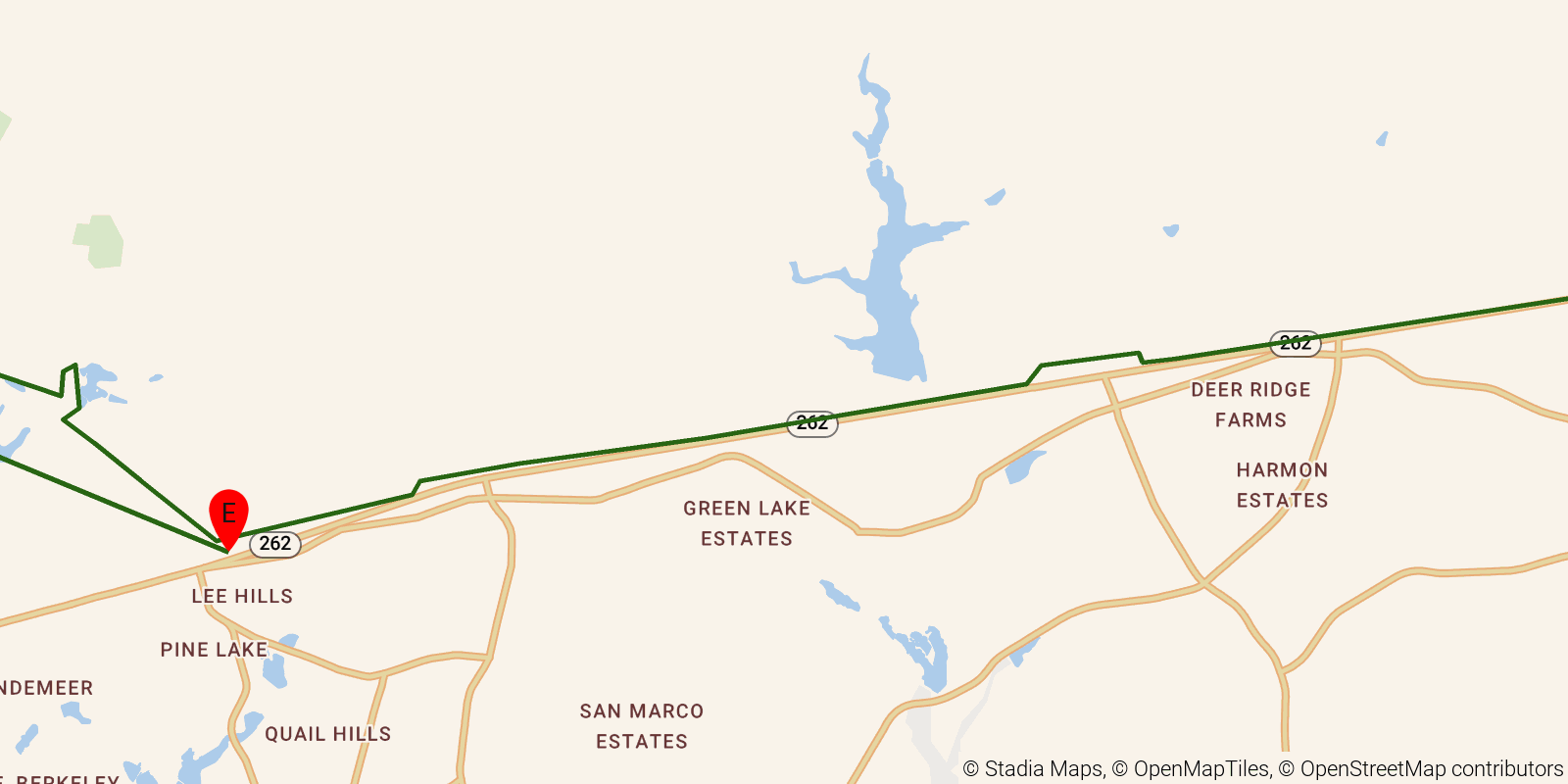 Route map of the Palmetto Trail — Fort Jackson Passage on OpenStreetMap terrain