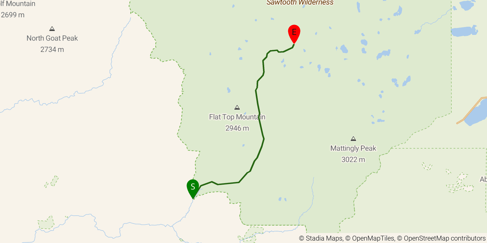 Route map of the Queens River Trail on OpenStreetMap terrain