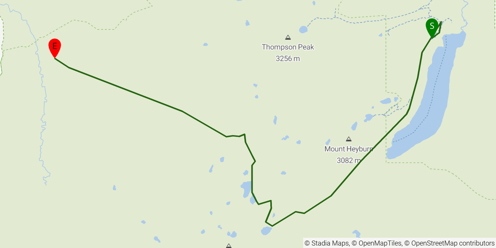 Route map of the Redfish Creek – Baron Creek Traverse on OpenStreetMap terrain