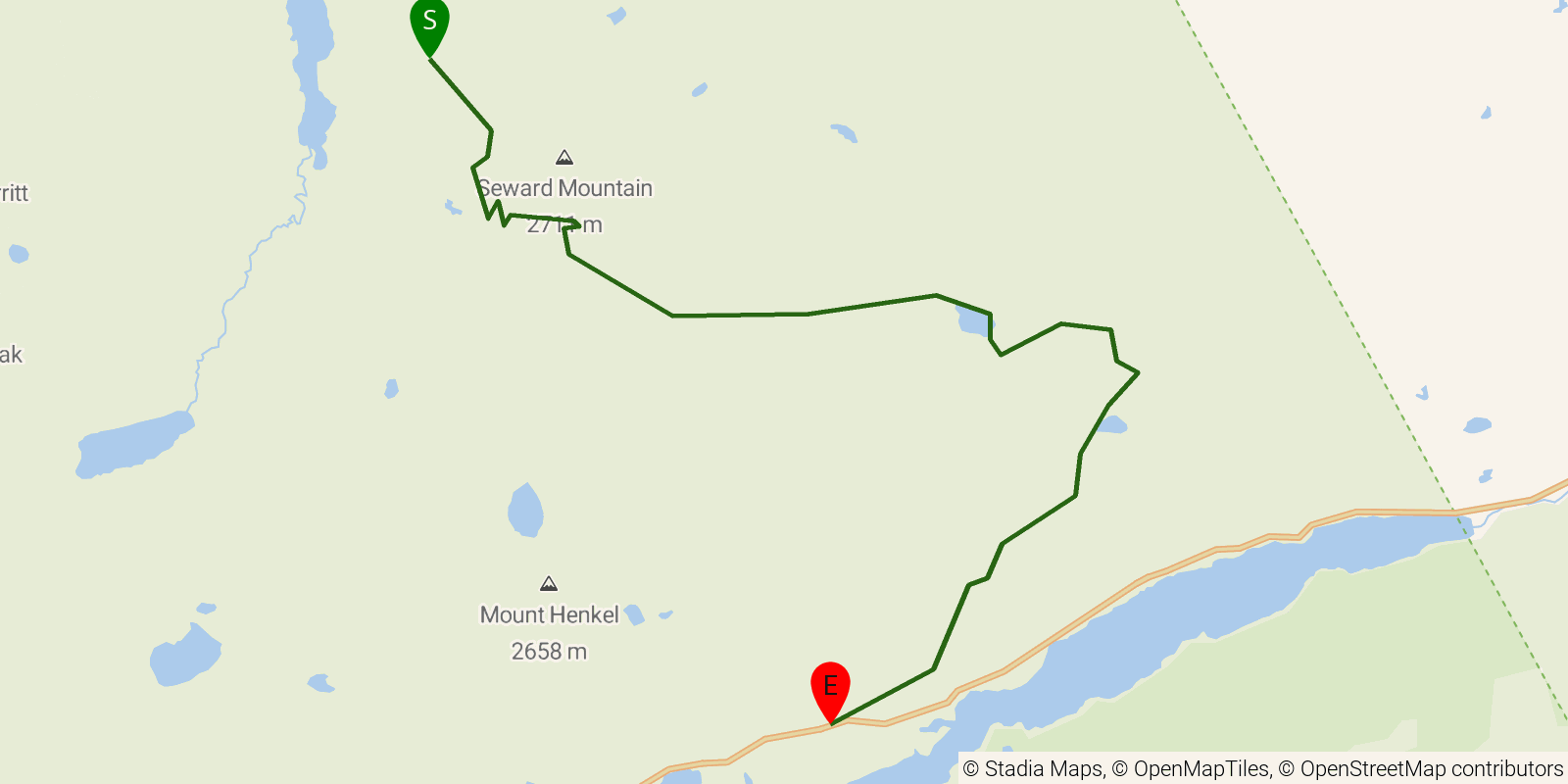 Route map of the Redgap Pass Trail on OpenStreetMap terrain