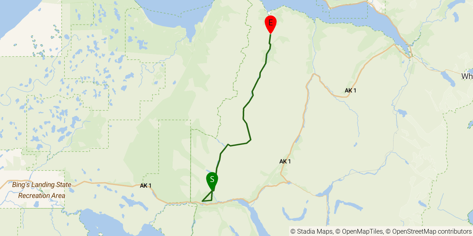 Route map of the Resurrection Pass Trail on OpenStreetMap terrain