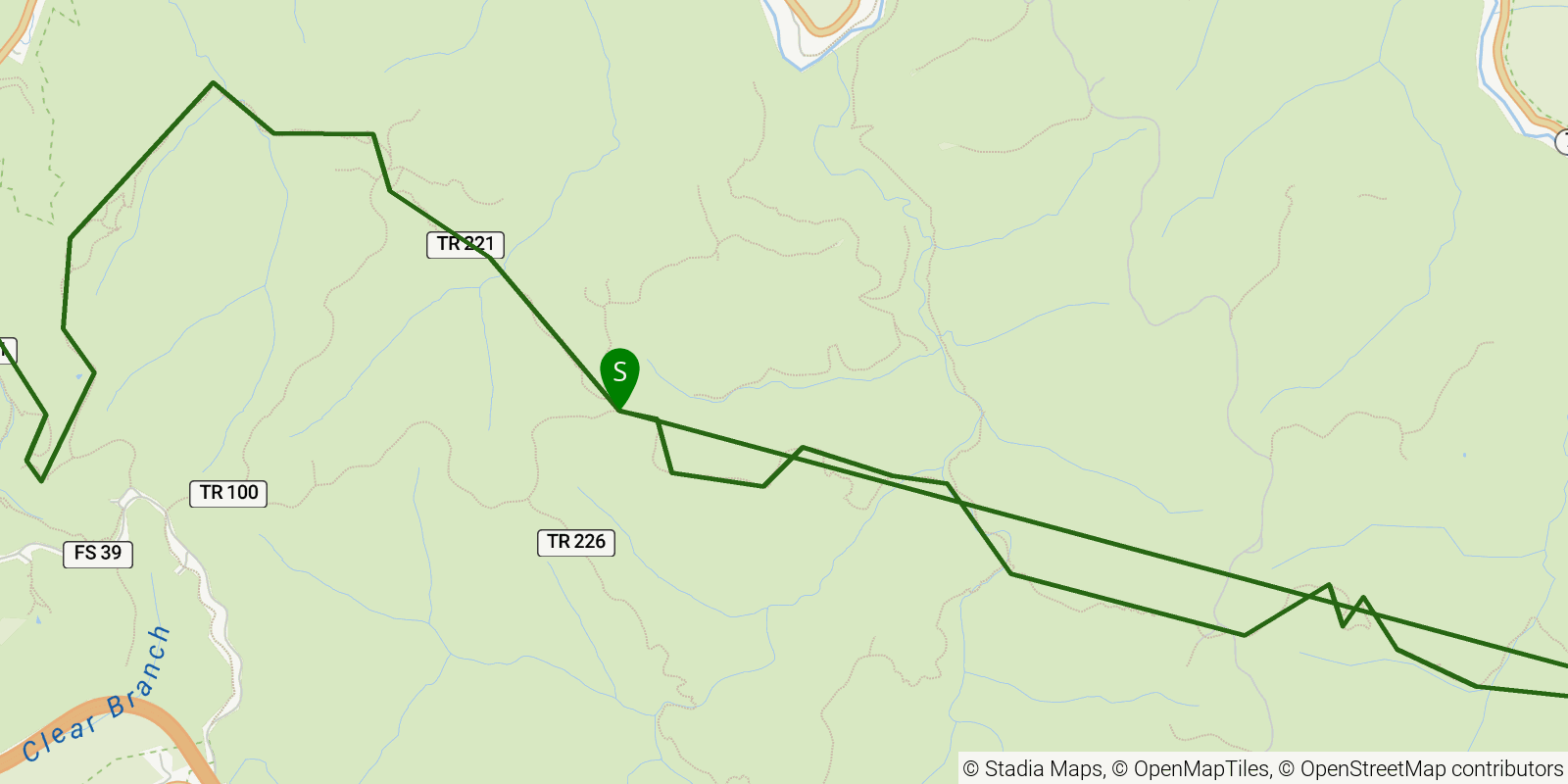 Route map of the Rough Trail (Red River Gorge) on OpenStreetMap terrain