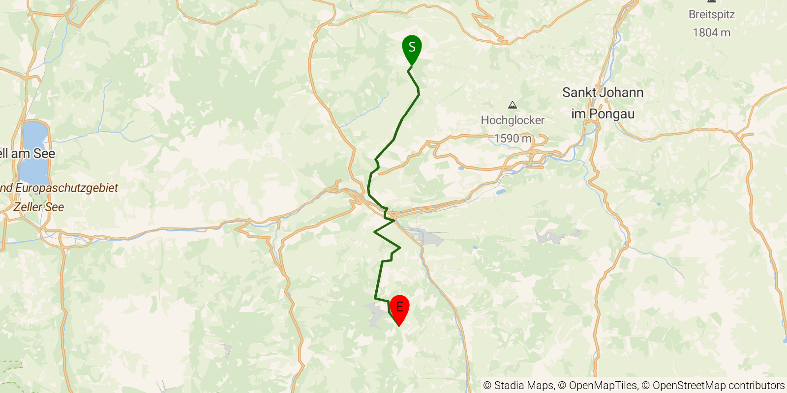 Route map of the Salzburger Almenweg — Stages 4–7: Schneebergkreuz to Heinreichalm on OpenStreetMap terrain