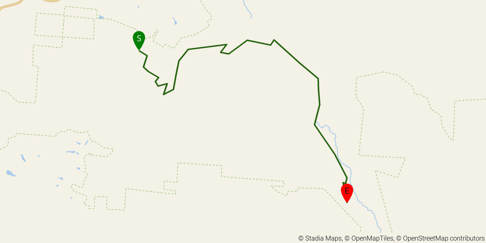 Route map of the Savage Gulf Loop on OpenStreetMap terrain