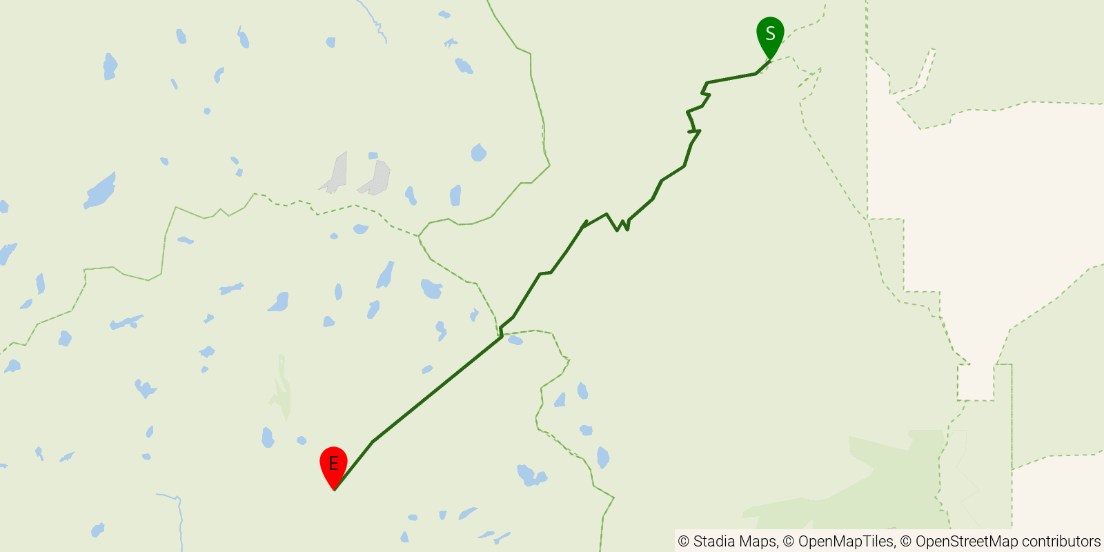 Route map of the Shepherd Pass Trail on OpenStreetMap terrain