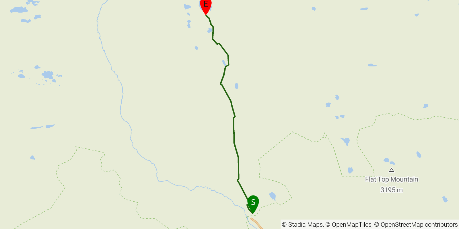 Route map of the Farmers Lake via Swift Creek Trail on OpenStreetMap terrain