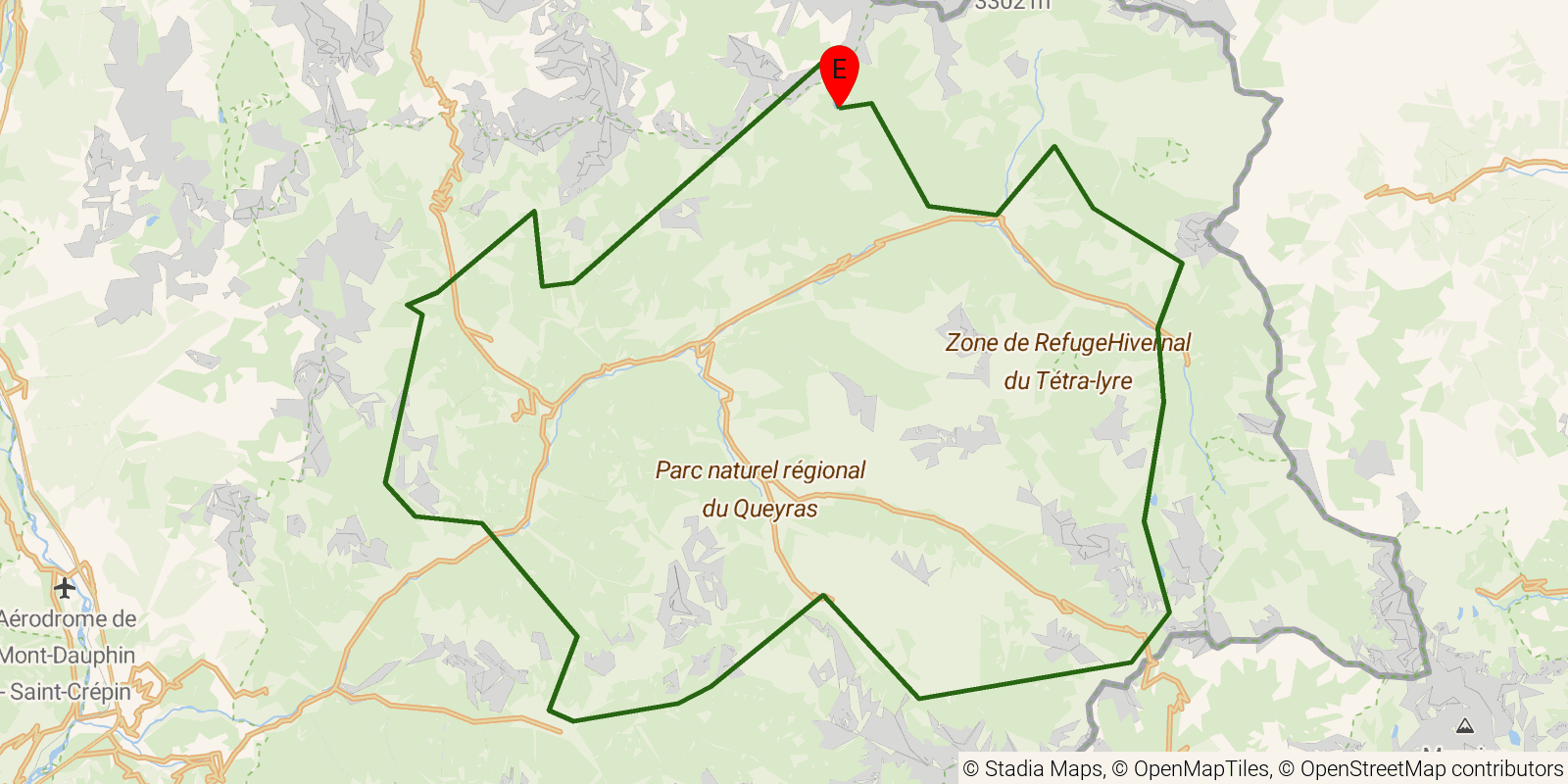Route map of the Tour du Queyras (GR58) on OpenStreetMap terrain