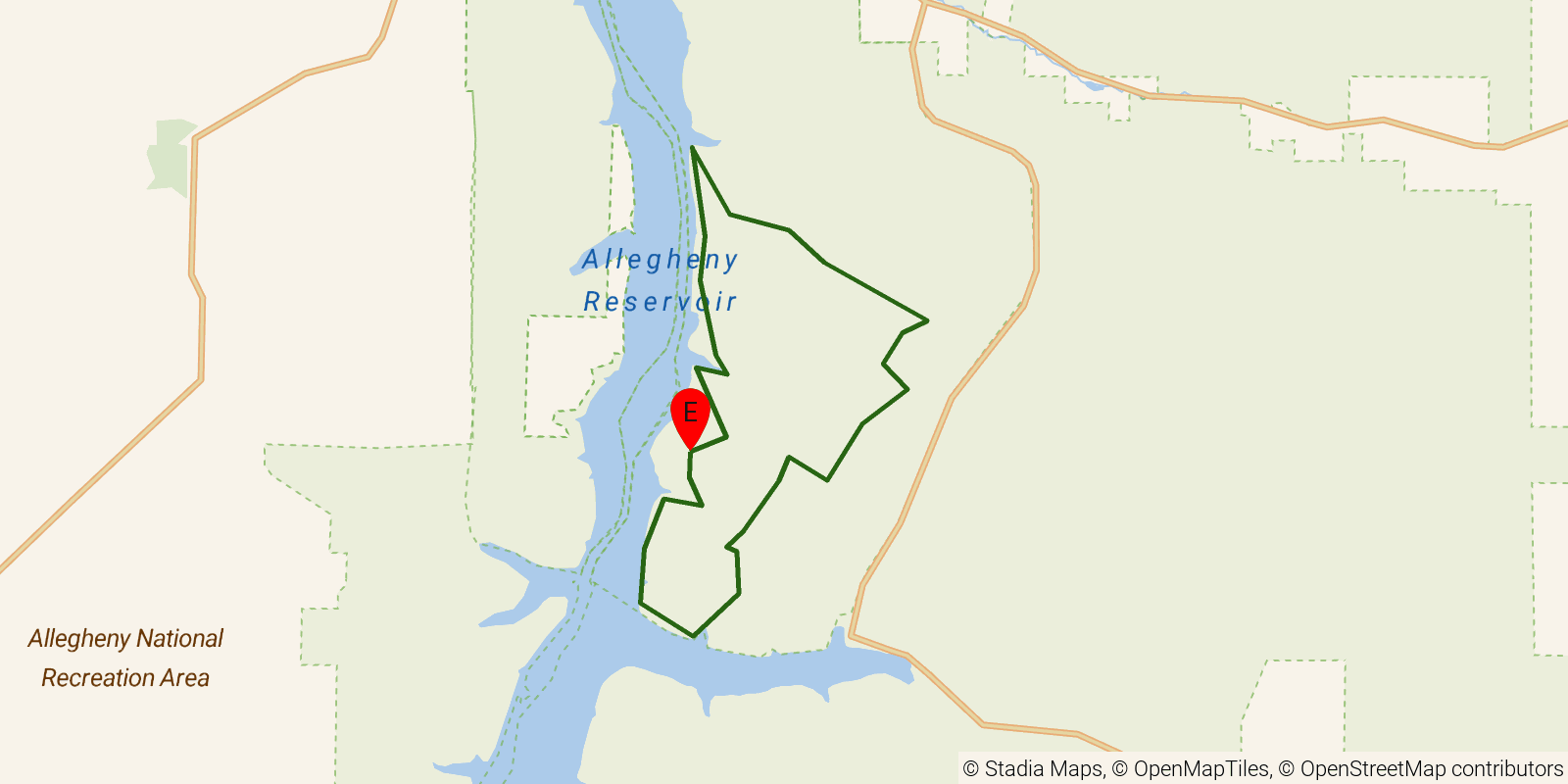Route map of the Tracy Ridge Loop on OpenStreetMap terrain
